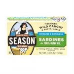 Season Brand Skinless & Boneless Sardines In 100% Olive Oil No Salt Added 4.375 Oz