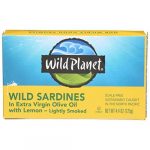 Wild Planet Wild Sardines In Extra Virgin Olive Oil With Lemon Lightly Smoked 4.4 Oz