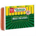 Nathans 8 Skinless Beef Franks 12 Oz