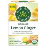 Traditional Medicinals Organic Lemon Ginger Herbal Tea 16 Bags 1.13 Oz